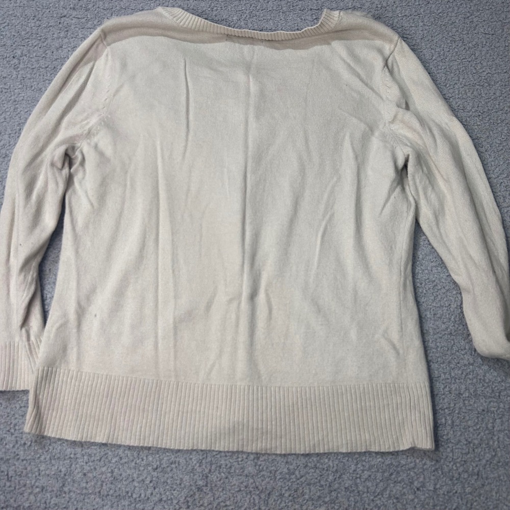New York & Company Y2K Cardigan Ruffle Trim‎ M Cream Coquette Balletcore Whimsy - Picture 3 of 5
